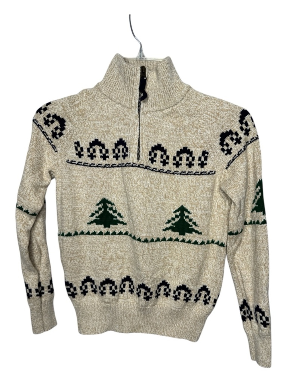 Crewcuts/J.Crew Boy’s Cream Zip-Neck Holiday/Fair Isle Sweater. Size 12.